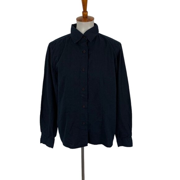 Roy and Karna Navy Cotton Button Down Shirt Large Long Sleeve Workwear Casual - Picture 1 of 4